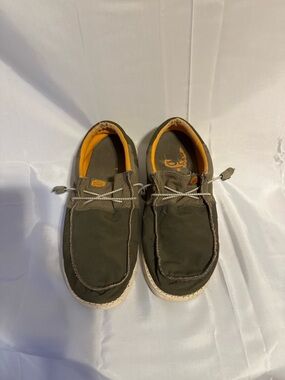 Hey Dude Olive Green Slip-On Loafers with Orange Lining